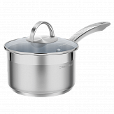 Ковш MAUNFELD GERDA MSP18S07 из нержавеющей стали со стеклянной крышкой, 16 см, 1,8 л.