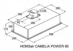 Кухонная вытяжка HOMSair CAMELIA POWER 60 черный Кухонная вытяжка HOMSair CAMELIA POWER 60 черный
